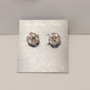 Silver plated pierced earrings